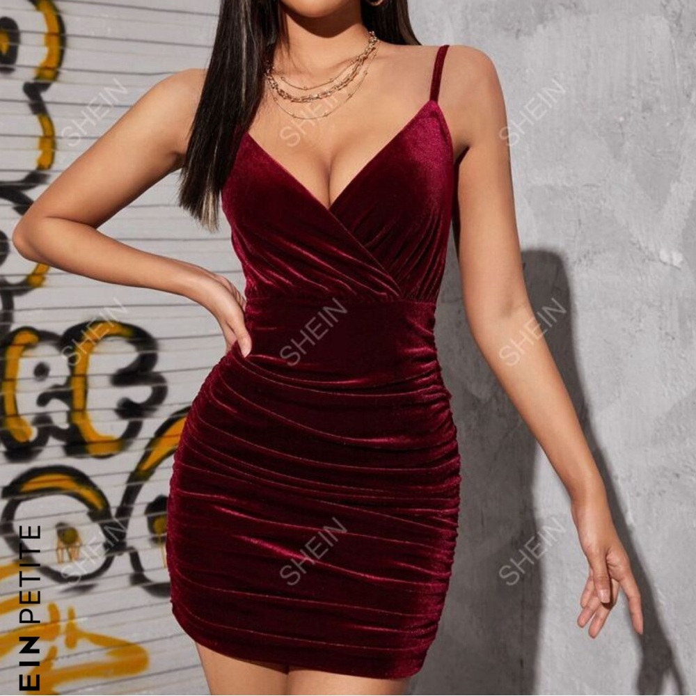Strappy Red Velvet Mini Bodycon Dress